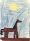 Horse in marker against a crayon sky